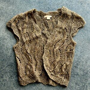 Acrylic and Mohair w/ slightly metallic gold sparkle cardigan vest